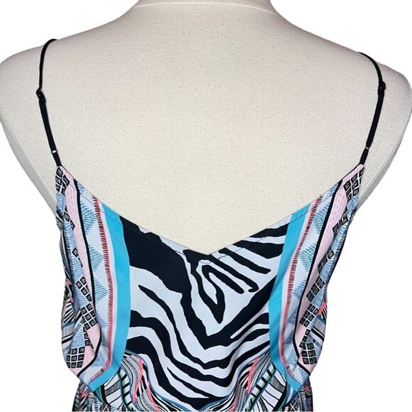 EXPRESS Zebra Geometric Print Mini‎ Slip Dress w/ Elastic Waist, Medium - Picture 5 of 8